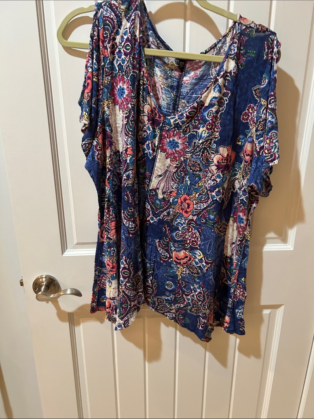 Cable & Gauge Navy Blue Floral-Print Scoop Neck Tunic